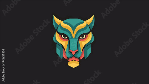 Stylized Fierce Tiger Head Emblem with Vibrant Colors.