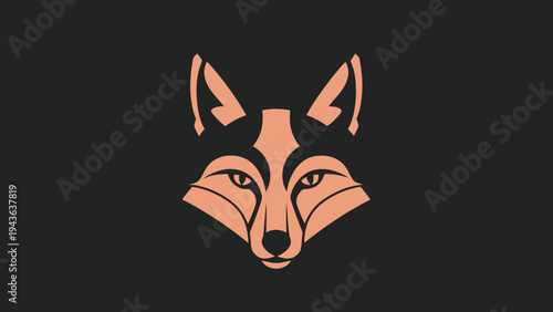 Stylized Fox Head Logo Design Minimalist Geometric Art.
