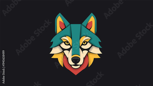 Stylized Geometric Wolf Head Logo Design.