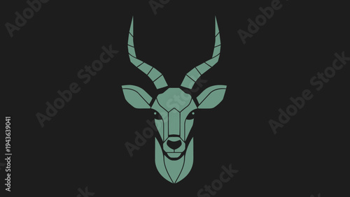 Stylized Geometric Gazelle Head with Majestic Horns.