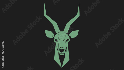 Stylized Geometric Gazelle Head with Elegant Horns.