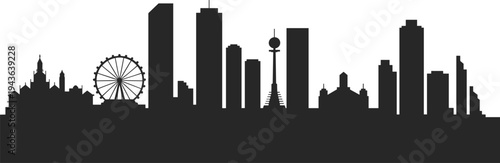 Dallas skyline silhouette with Reunion Tower and ferris wheel isolated on white background urban cityscape panorama vector illustration architecture landmark