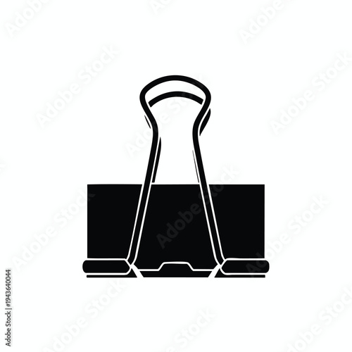 Black binder clip, a common office tool for securing papers