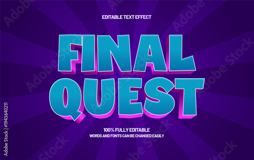 Final Quest Editable Text Effect - Esports Style Gaming Typography for Logo and Title