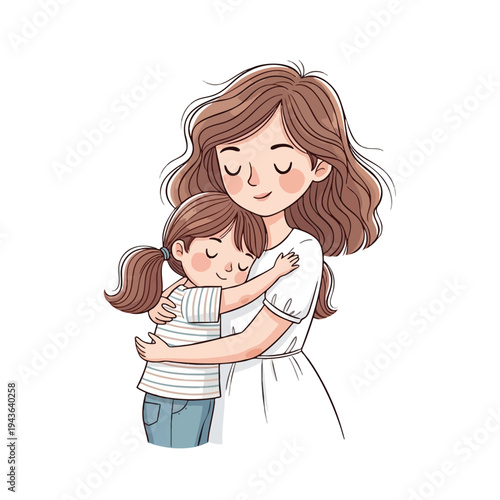 A tender hug between a woman and a child, symbolizing love and connection