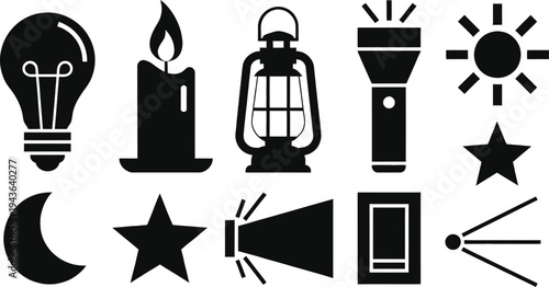 Set of 10 black light icons vector