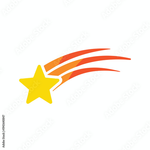 Yellow star with orange streaks, symbolizing speed and trajectory
