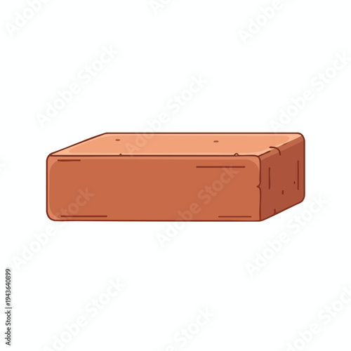 A single reddish-brown brick, outlined in dark brown, sits isolated on a white background
