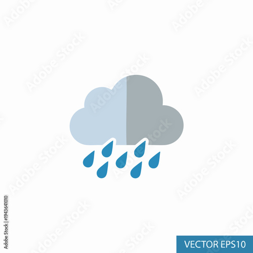 Stylized icon depicting a cloud with falling rain drops