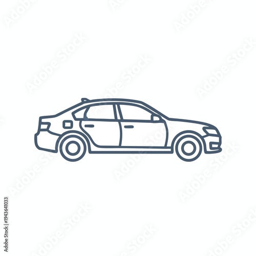 A minimalist outline drawing of a four-door sedan car