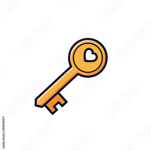 Golden Key with Heart Symbol.
