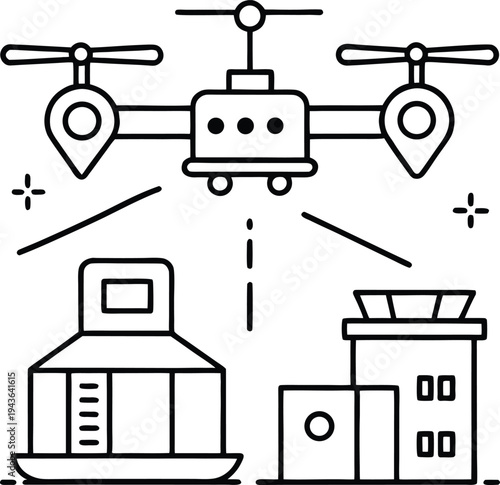 Modern Drone Delivers Packages in Cutting-Edge Technological Advancement.