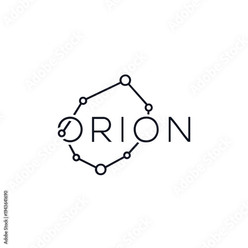 Orion constellation abstract line art logo design.