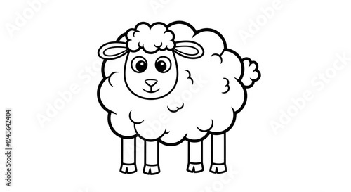 Fluffy Sheep Line Art
