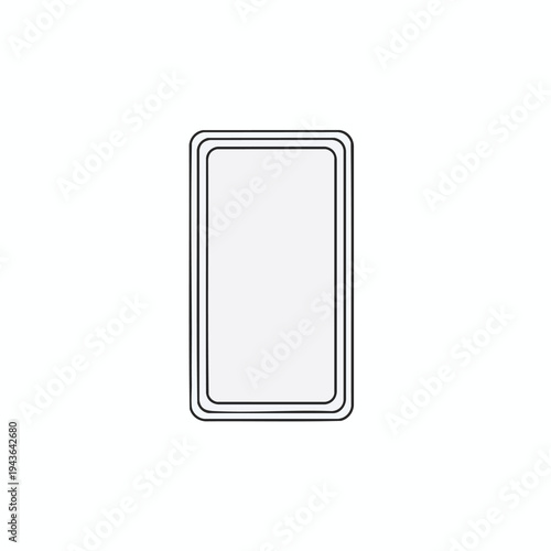 Minimalist icon of a grey rectangular tray with rounded corners and double borders