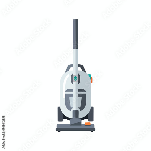 Modern upright vacuum cleaner with a sleek white and gray design