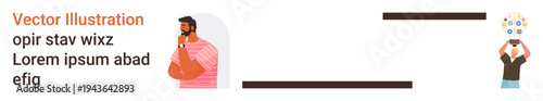 Decision-making, creativity, brainstorming, innovation, personal growth, idea generation. Thoughtful person and abstract illustration of ideas. Creativity and brainstorming concepts