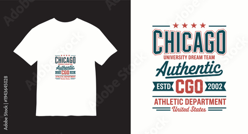 Chicago university dream team athletic department vintage typography t shirt design