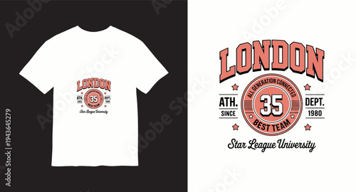 London 35 best team star league university graphic t-shirt design
