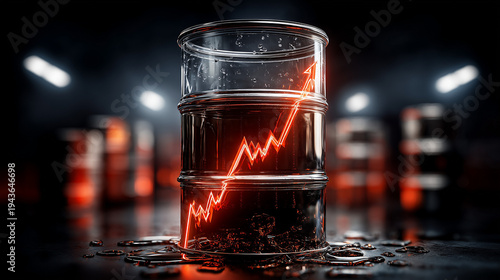 Oil Barrel with Rising Tren...