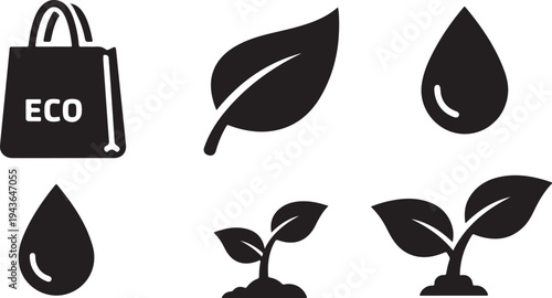 Eco friendly icons for sustainable living and green practices