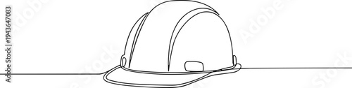 Construction safety helmet outline icon protective hard hat industrial worker equipment vector illustration engineering safety gear design
