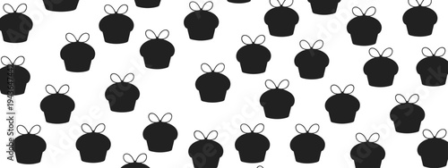 Cupcake seamless pattern silhouette sweet dessert bakery background repeating pastry vector illustration cute bakery design texture