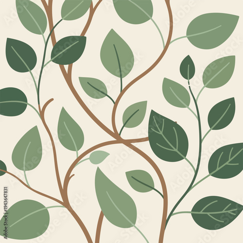 Illustration of stylized leaves and branches, a flat design