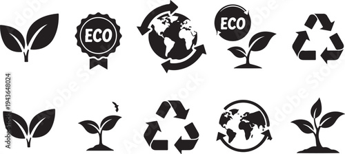 Eco friendly icons and symbols for sustainable living concept