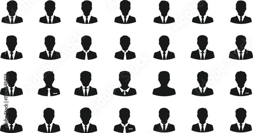 Large collection of professional business men and women silhouettes in formal suits pointing presenting and standing in diverse poses isolated on white background vector