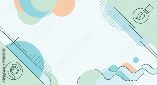 Minimalist abstract design with geometric shapes and line art