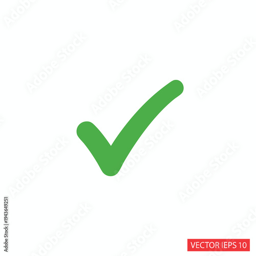 A simple green checkmark symbol against a white background