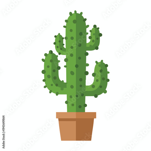 Green potted cactus with segmented body and rounded spines