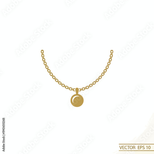 Gold chain necklace with a simple, circular pendant