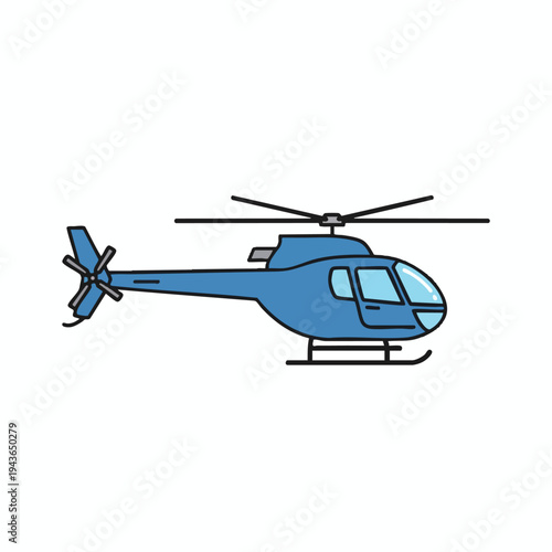 Simple blue cartoon helicopter with main rotor, tail rotor, and skids