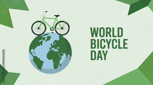 World bicycle day eco friendly transportation globe with bike green earth sustainable living cycling