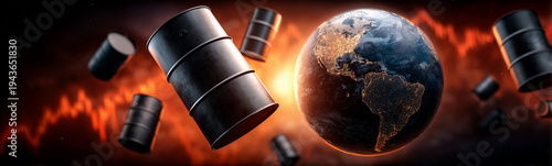 Crude Oil Barrels with Glob...