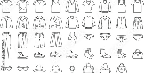 Women's Ribbed Crew Neck Sleeveless Tank Top Flat Vector Illustration Set Front and Back View Casual Summer Shirt Outline Silhouette Icon for Fashion Design