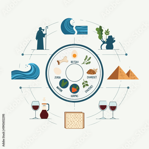 Symbolic elements arranged in a circle for a celebratory occasion