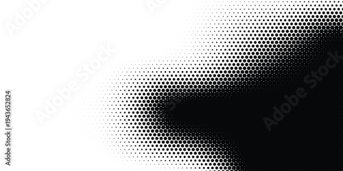 Dotted gradient vector illustration, white and black halftone background