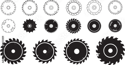 Collection of various circular saw blades in different sizes and styles