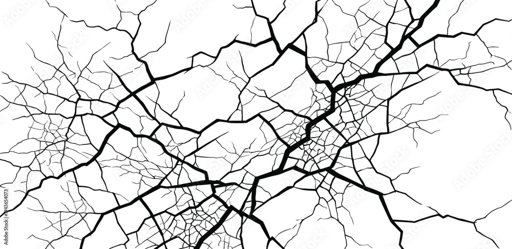 Obraz premium Abstract image of white background with abstract black crack pattern resembling a web or lightning strike