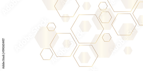 Abstract background golden hexagon stock line background. abstract artistic of geometric background Gold gradient abstract seamless vector pattern. Minimal style website banner, decoration Vector.