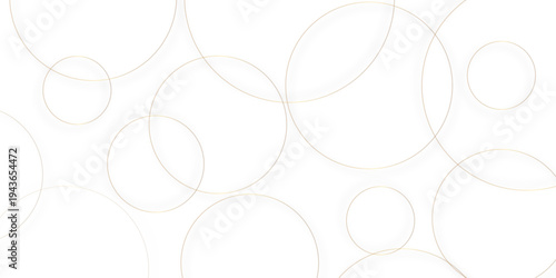 Abstract background golden circle stock line with shadows. abstract artistic geometric background Gold circles abstract seamless vector pattern. Minimal style white website banner, decoration Vector.	