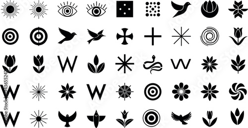 Camping tent silhouette collection set, outdoor adventure shelter house icons, mountain tourism vacation elements, travel nature camping equipment vector clipart, designs.