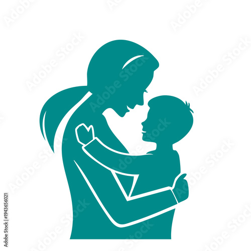 A mother tenderly hugs her little child in a warm embrace.