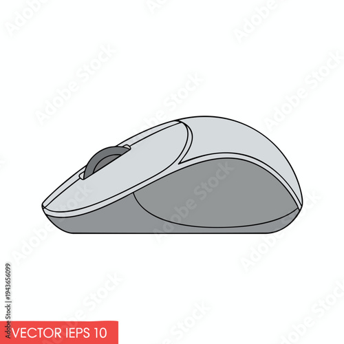 Ergonomic gray computer mouse with scroll wheel and defined contours