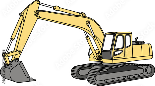 Construction site equipment excavator isolated PNG for building and engineering projects.