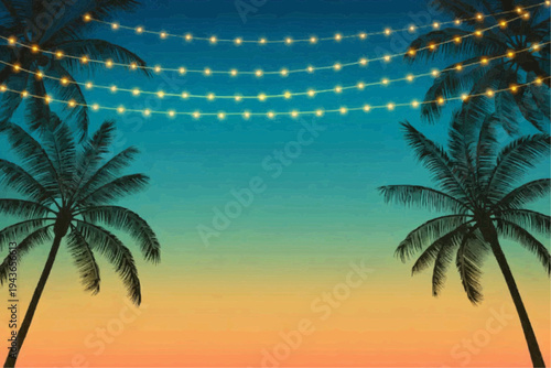 Tropical Sunset Palm Lights"