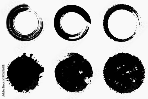"Circular Brushstroke Artistic Set"